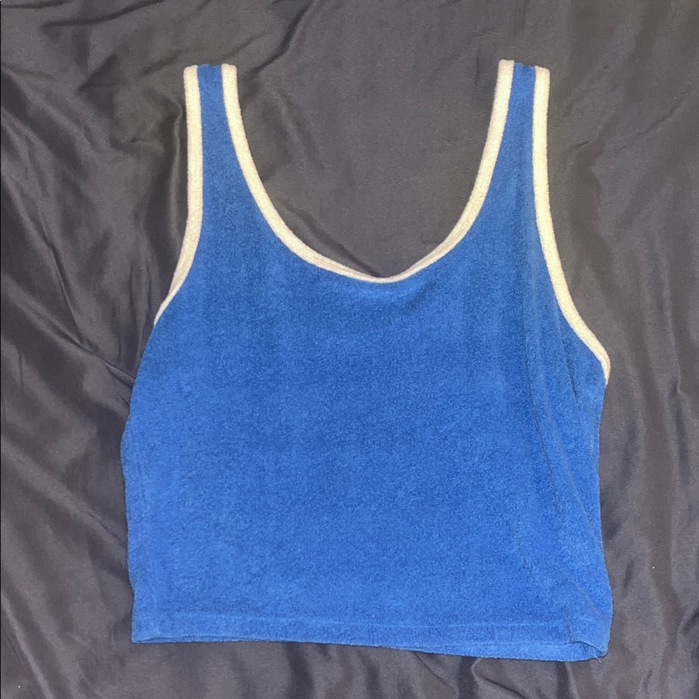 Hollister Blue Terry Tank Top with Cream Trim - Women